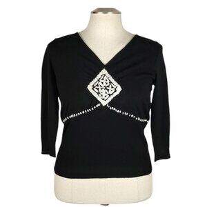 NWOT! Silk Blend Vtg August Silk Knit Embroidered Top Size Medium